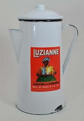 VINTAGE STYLE LUZIANNE COFFEE PORCELAIN TIN ADVERTISING POT WITH LID