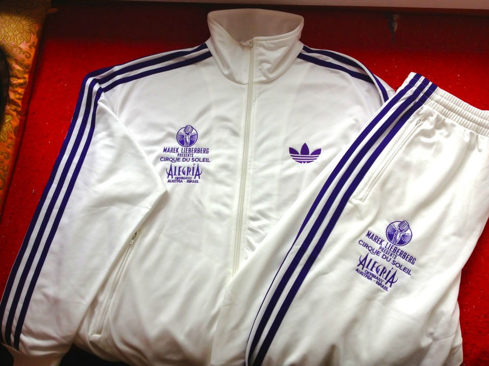 adidas track suit with Alegria, Cirque Du Soleil Logo   size L 