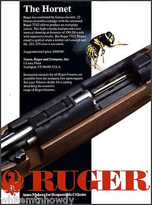   , RUGER Model 77/22 Hornet RIFLE AD Collectible Firearms Advertising