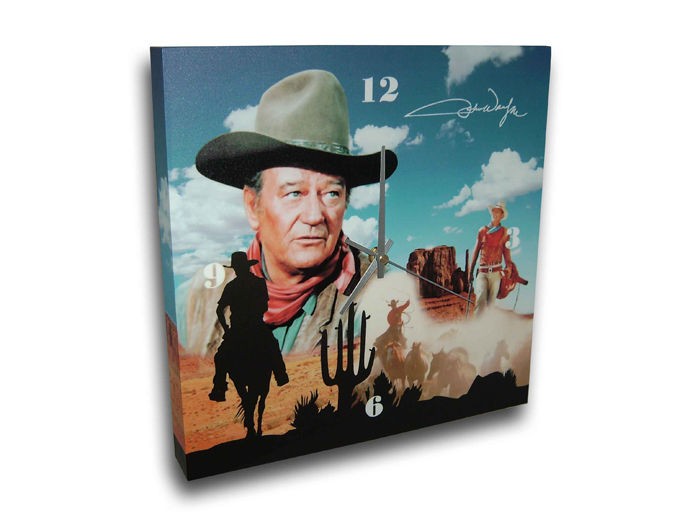 JOHN WAYNE MOVIES WESTERNS WOODEN WALL CLOCK BAR POOL ROOM MENS GIFT 