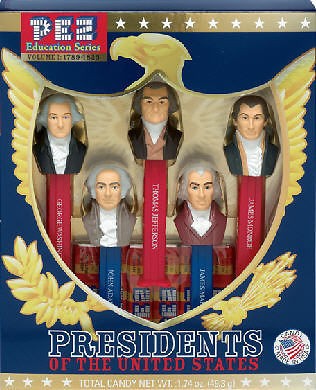 PRESIDENTS PEZ SET OF 5 IN COLLECTORS BOX VOLUME 1 1789 1825 