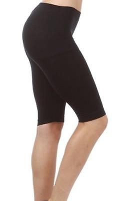 New Black YOGA SHORTS S M L XL Womens Fitness Bike Knee Length Gym 