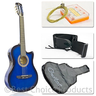 Electric Acoustic Guitar Cutaway Design With Guitar Case, Strap, Tuner 