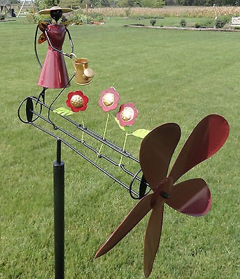 Garden Angel Whirligig Wind Spinner Yard Decor Metal Art Outdoor 