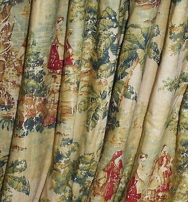 Custom Rod Pocket Gathered Drape Panel PAIR Covington Bosporus Toile 