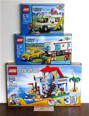 NEW LEGO 4435 7346 7639 CITY CREATOR SEASIDE BEACH HOUSE CAR & CAMPER 