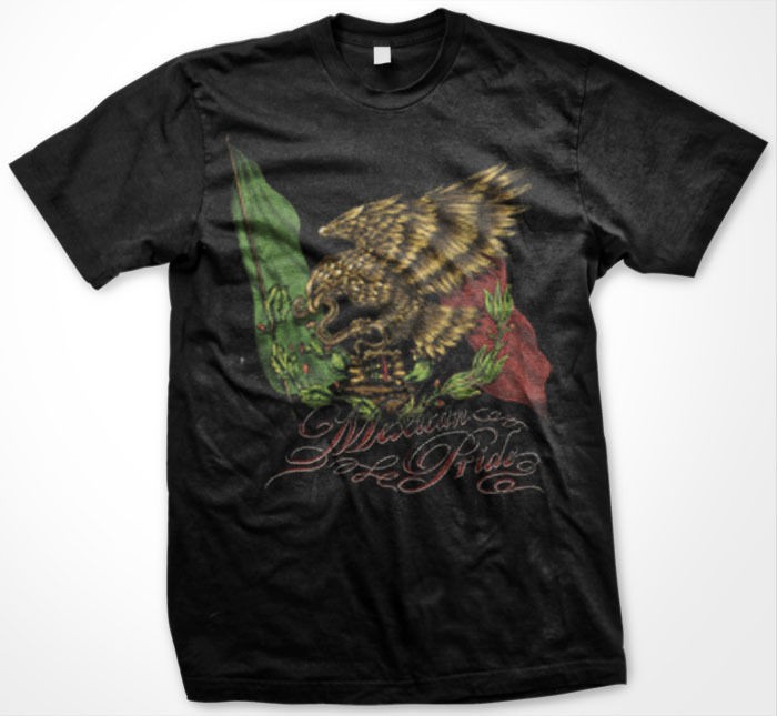 Mexican Pride Flying Eagle Country Mexico Hispanic Hero Flag Mens T 