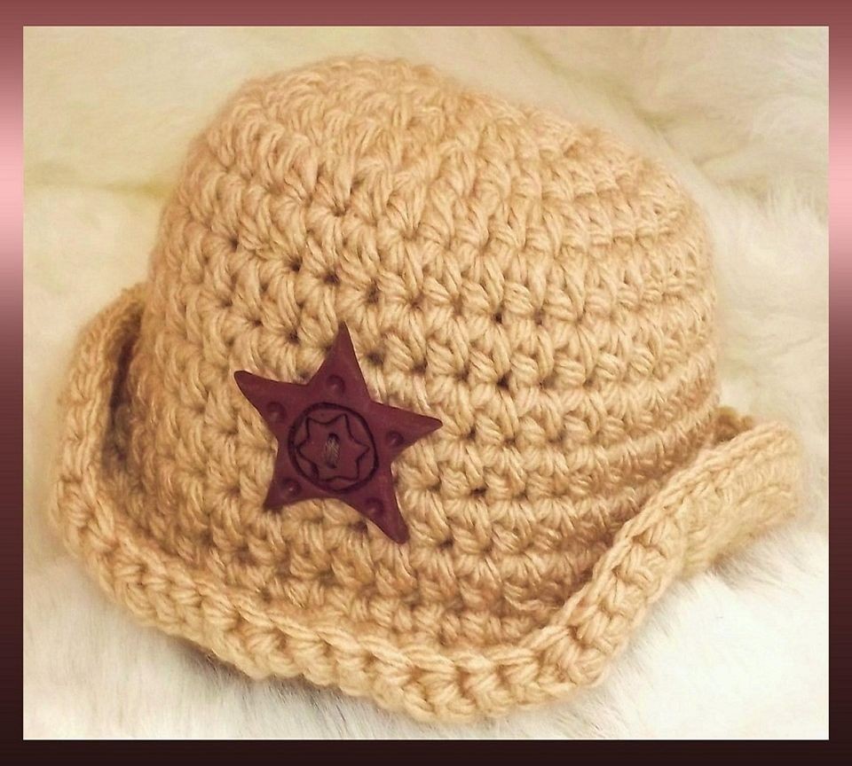 crochet girls boys fedora chunky cowboy hat photo prop newborn cowgirl 