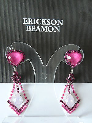 ERICKSON BEAMON COUTURE neon pink earrings new