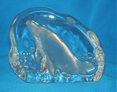 CRISTAL d’ARQUES CRYSTAL DOLPHIN PAPERWEIGHT FIGURINE