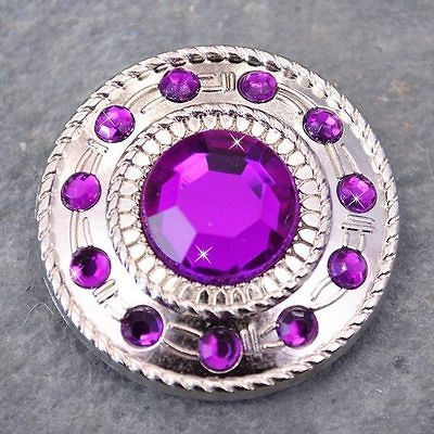 PURPLE CRYSTAL RHINESTONE WHEEL CONCHOS BLING HEADSTALL TACK 