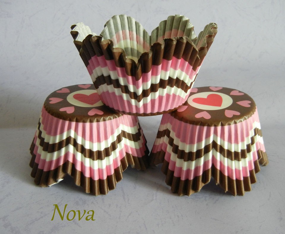   sweet heart brown petals cupcake liners bake paper cup muffin case