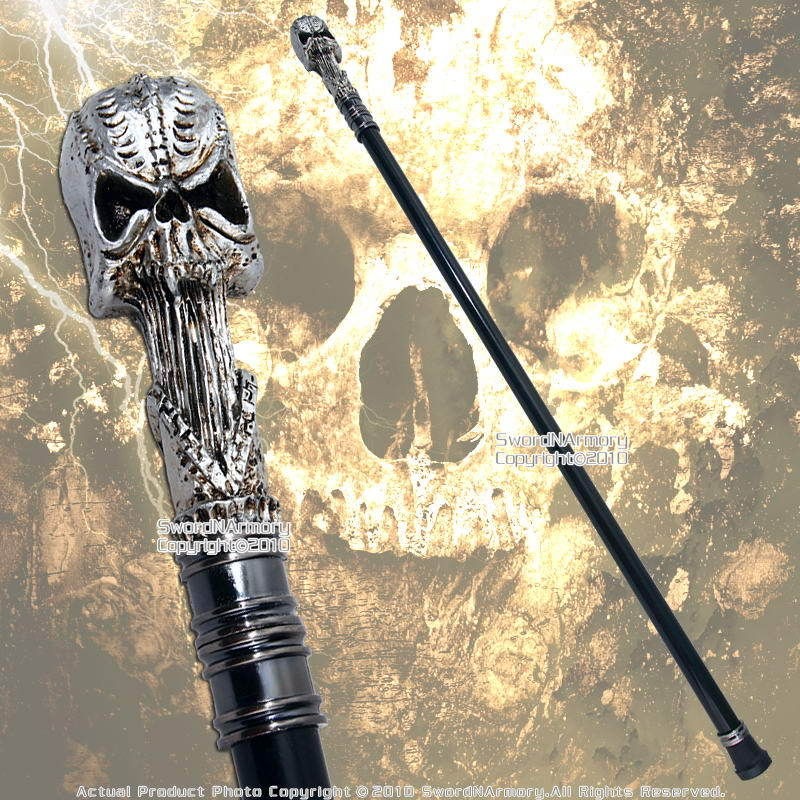 37 Poly Resin Skull Steel Walking Stick Gentleman Cane