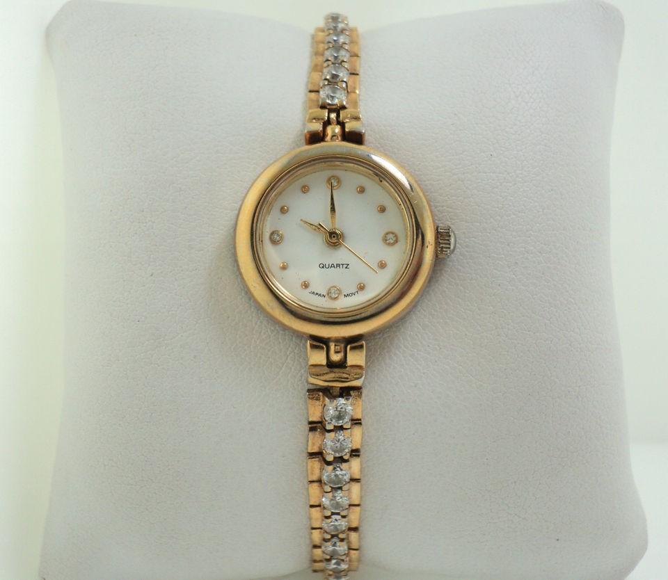 HMI Cubic Zirconia Gold Tone Ladies Watch