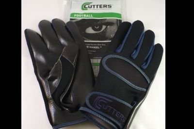 CUTTERS GLOVES FOOTBALL WR/RB CUSTOM BLK/BLK/BLUE SMALL