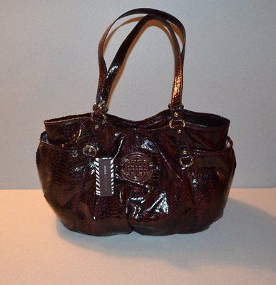 DANA BUCHMAN WINE BERRY CAMILLE TOTE PURSE / HANDBAG (FAUX PYTHON 