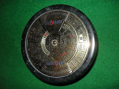 40 Year Calendar Paperweight Green Marble & Brass Years 1998   2037 