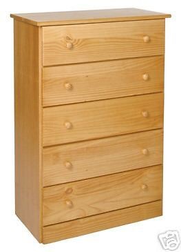 Newly listed Solid Wood 5 Drawer Chest   Honey Finish SHIPPING 