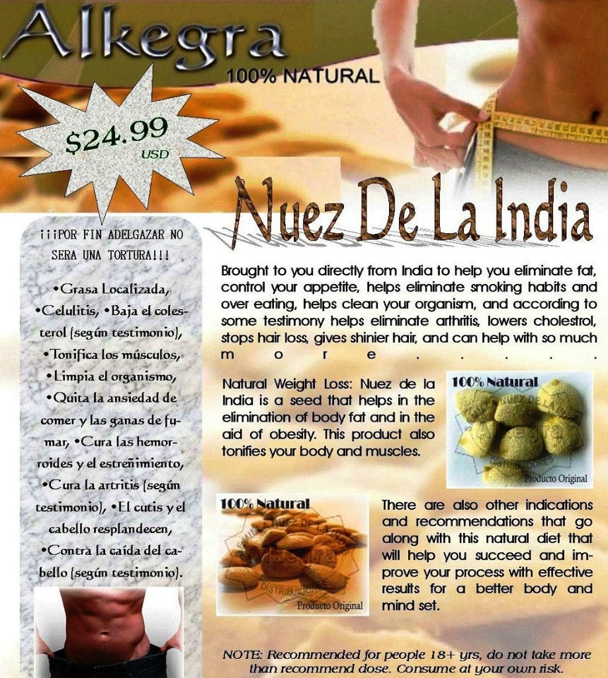 NUEZ DE LA INDIA 100% ORIGINAL (tratamiento por 1 mes ) solo $11.88 