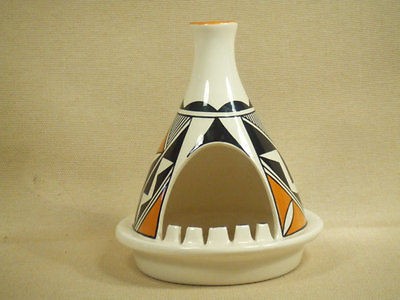 Native American style Indian ashtray   Acoma teepee ash tray