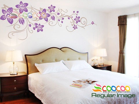 Wall Decor Decal Sticker Removable Vinyl Large flower vine B 2 colors 