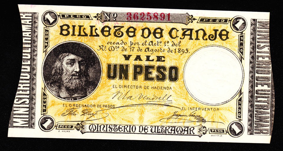 PUERTO RICO 1 PESO 1895 PICK # 7b AU UNC.