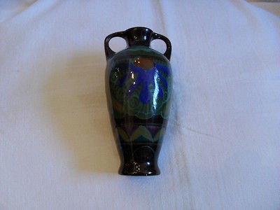 Dutch art pottery Gouda amphora shape vase by Gelria Arnhem