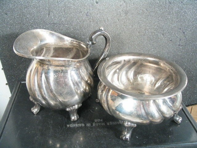 Vintage .835 SILVER CREAMER & SUGAR German W. Binder