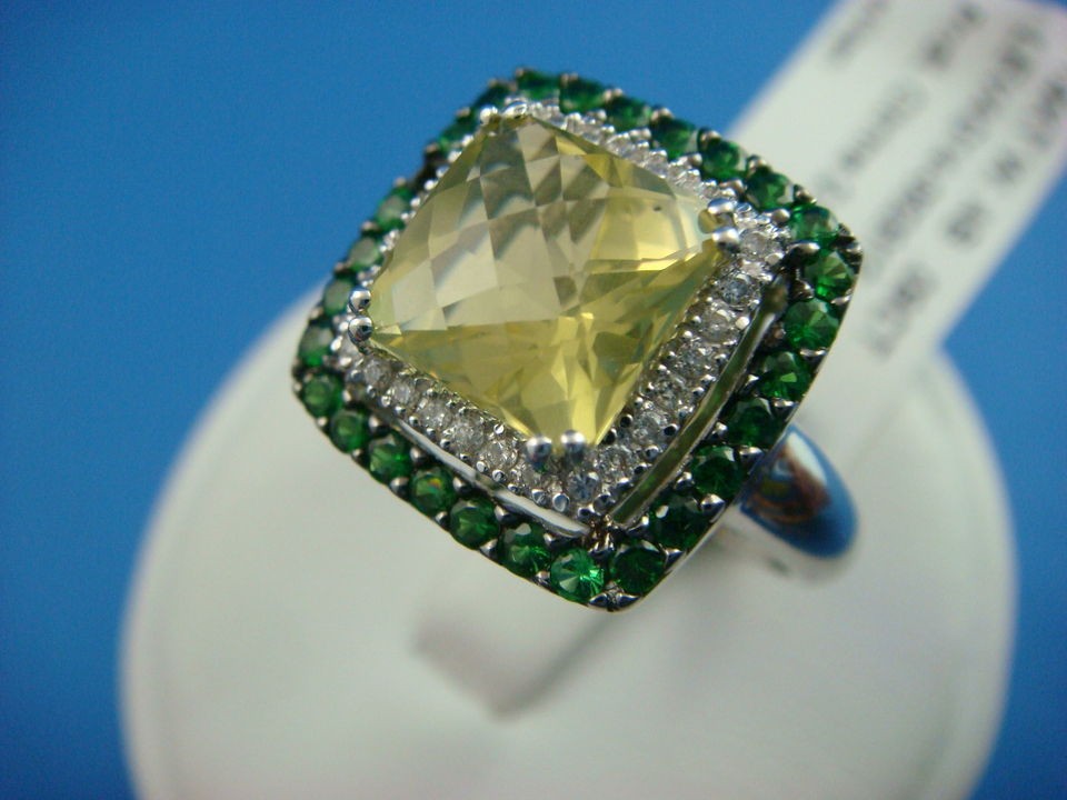 STUNNING Le Vian WHITE GOLD CITRINE DIAMOND AND TSAVORITE GARNET 