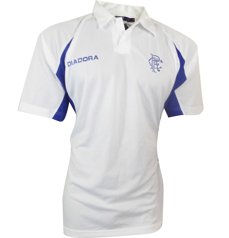 MENS DIADORA GLASGOW RANGERS FC POLO BNWT WHITE