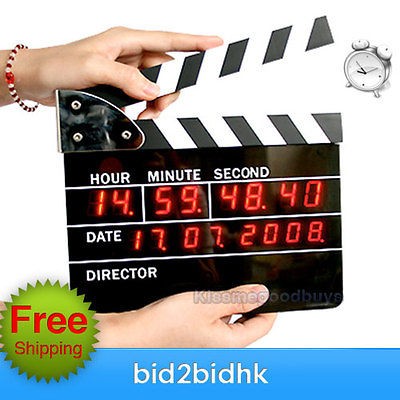 NEW Trendy Movie Slate Clapper Board LED Digital Alarm Clock