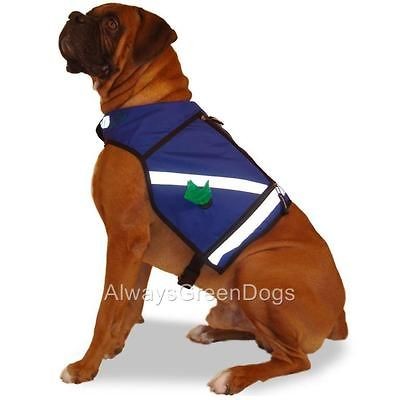 Reflective Dog Safety Vest, Service dog suitable, Bag Dispenser, BLUE 