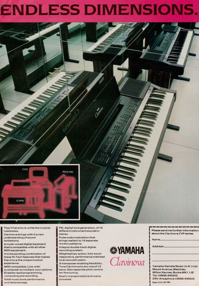 1985 YAMAHA CLAVINOVA CVP SERIES DIGITAL KEYBOARD PRINT AD