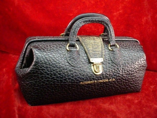 Antiques 1930s LILLY DRUG DOCTORS BAG Satchel LEATHER Elephant 