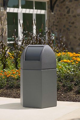 45 Gallon Hexagon Outdoor Garbage Can with Dome Lid