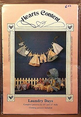 DOLL & CLOTHING & clothesline pattern Laundry Days bonnets 23 & 11 