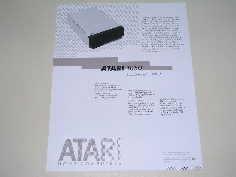 CES ad sheet   Atari 1050 Disk Drive   400/800/XL/XE