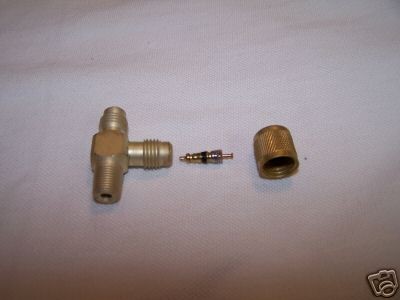 SAE DualTEE Connector w/Cap & Valve Core x 1/8 MPT