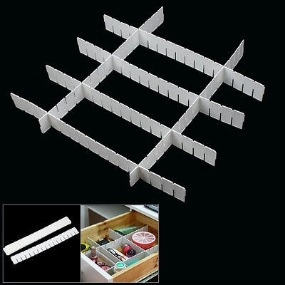 Home White Plastic DIY Grid Drawer Divider Storage Organizer