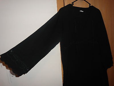 Black Floral Embroidered Abaya Galabiya Galabeya Kaftan Caftan Jilbab 