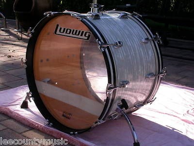 OWNER? RARE 1980 LUDWIG 22 WHITE MARINE PEARL BASS DRUM for SET 