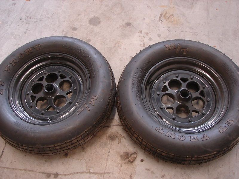 Used Black Weld Racing Magnum Anglia Spindle Mount Drag Wheels 15x3.5 