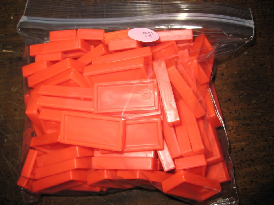 100 Pressman DOMINO RALLY DOMINOES Orange Replacements 1 3/8 tall.