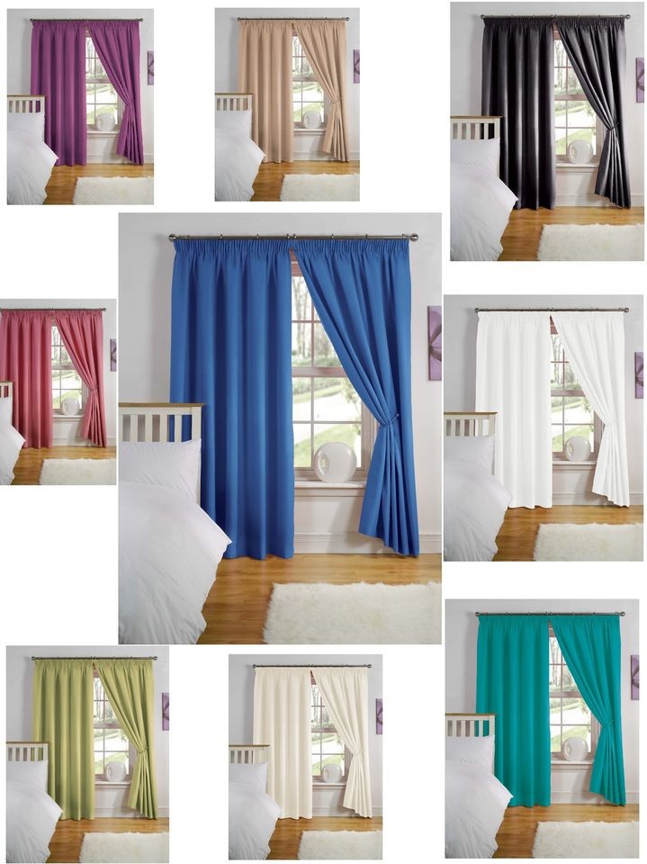 NEW SIMPLY STYLE PLAIN THERMAL BACKED LINED READYMADE CURTAINS