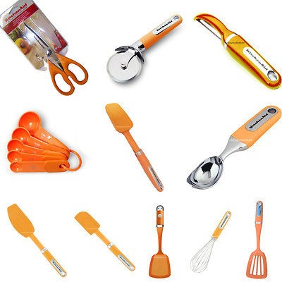 FREE SHIP KitchenAid Assorted TANGERINE Can Opener Scissors Whisk 