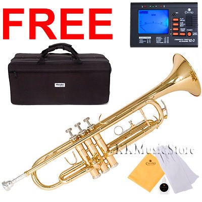 NEW MENDINI GOLD MONEL VALVES BAND Bb TRUMPET+$39 TUNER