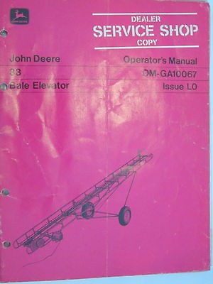   Deere Series 3 18 1/2 Portable Bale Elevator Owner Operators Manual JD
