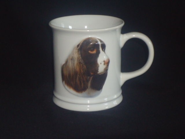 NEW Sculpted White SPRINGER SPANIEL COFFEE MUG Puppy Dog