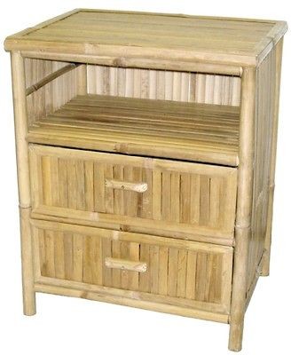 Bamboo End Table/Night Stand 2 Drawer Storage