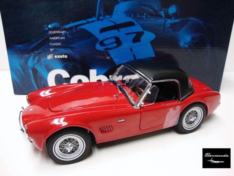 EXOTO 1/18 1963 AC COBRA ROADSTER RED / BLACK HARDTOP